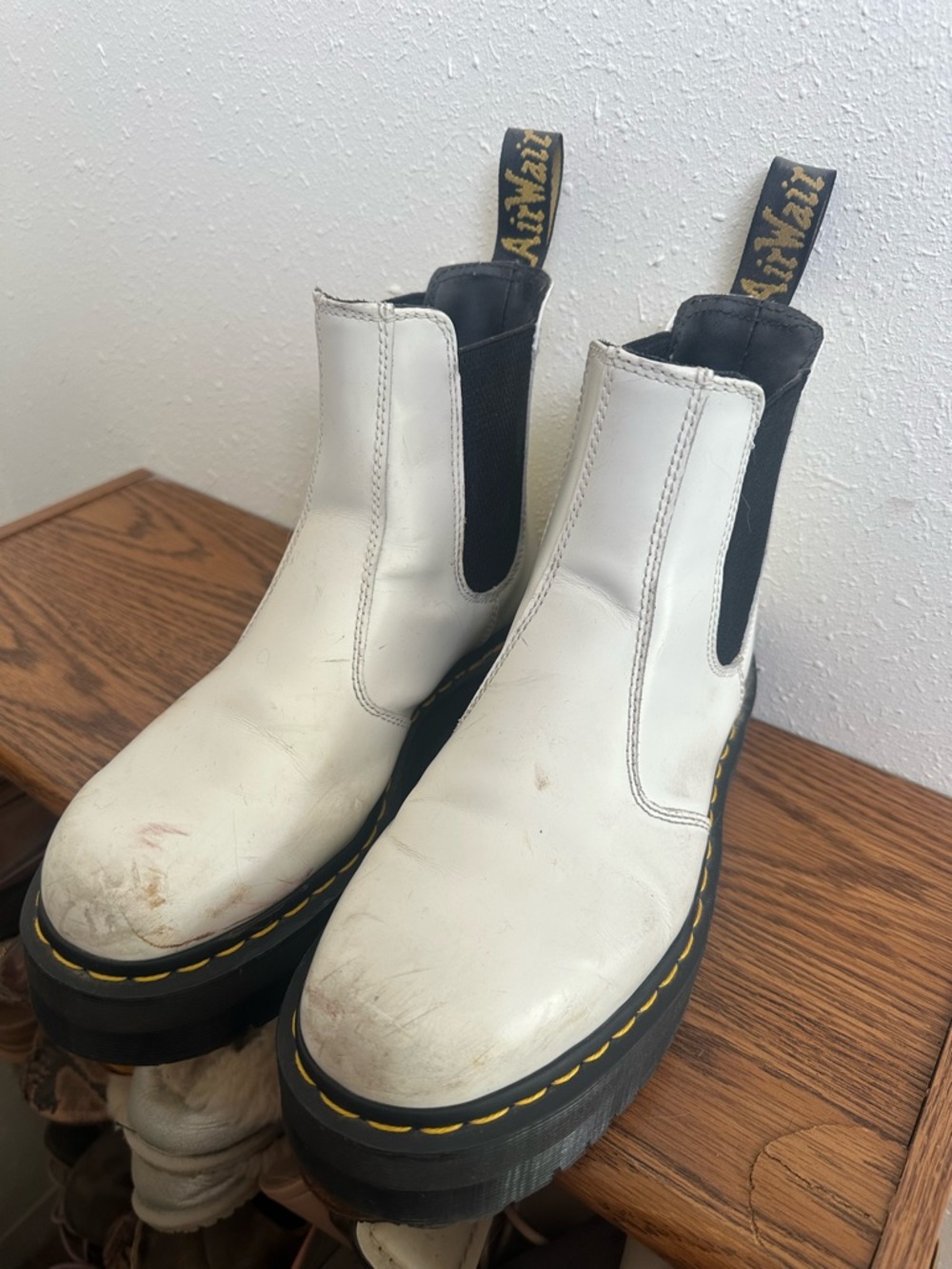 Dr. Martens White Leather Chelsea Boots Quad 2976 platform